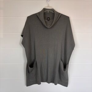 MarlaWynne Gray Knit Cowl Neck Oversized Sweater Tunic with pockets Size XL